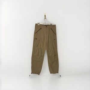 LL Bean Outdoors Tan Pants Mens 33 X 30 Nylon Cotton Hiking Zip Pockets Elastic